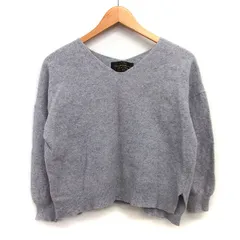 ナノユニバース nano universe セーター ニット ショート丈 シンプル 切替リブ 飾りボタン 長袖 Vネック ウール 毛 カシミヤ混 F グレー 灰 /HT13