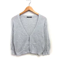 カスタネ Kastane ニット カーディガン ショート丈 シンプル ボリューム袖 長袖 Vネック 綿混 F グレー 灰 /HT26