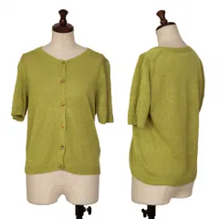 マーガレットハウエルMARGARET HOWELL リネンニットクルーネック半袖カーディガン オリーブ2