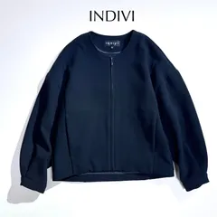 cX24 INDIVI 春の新作 洗える UVケア シンプルブルゾン ジップアップ 春 ジャケット ブルゾン 両側 ポケット コクーン ブラック 黒 インディヴィ