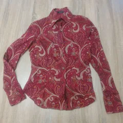 美品　Etro　エトロ　ペイズリー柄長袖シャツ　レッド　42サイズ