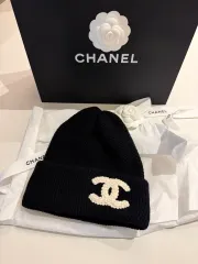 シャネル CCロゴ ビーニー 黒 AAA398