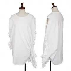 コムデギャルソンCOMME des GARCONS コットンフリルデザインアシンメトリーノースリーブトップス 白S