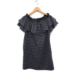 トランテアン ソン ドゥ モード 31 Sons de mode チェック ラバティンカラー ワンピース 半袖 ひざ丈 レース 38 ブラック 黒 /FT3