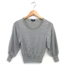 ロペ ROPE ニット セーター ウール クロップド リブ ハイゲージ ラウンドネック 七分袖 M グレー /NT15