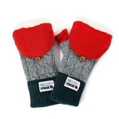 【新品】MOZ（モズ）ケーブル編みグローブ ミトン 手袋 ブラック 暖か ボア ミトン フード 指ぬき スマホ 　グレー　664-1073gray