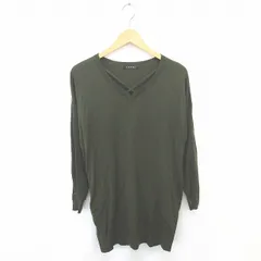 イング INGNI ワンピース 膝下丈 Vネック ニット 無地 シンプル 長袖 M 緑 カーキ /TT30