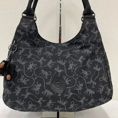 9386　KIPLING　キプリング　トートバッグ　ハンドバッグ　ブラック　黒　モンキー柄　ドット　チャーム付き　タグ付き　シンプル　カジュアル　軽量　ポケット多数　Bagsational N A　Monkey Novelty