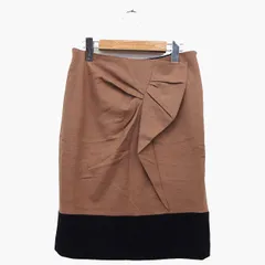 ガリャルダガランテ GALLARDAGALANTE タイト スカート 膝丈 フリル 切替 ウール 毛 38 ブラウン 茶 /HT32