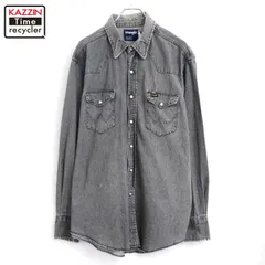 80s USA製 vintage Wrangler ブラックデニム ウエスタンシャツ メンズ XLサイズ相当 ビッグサイズ オーバーサイズ