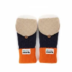 【新品】MOZ（モズ）ケーブル編みグローブ ミトン 手袋 ブラック 暖か ボア ミトン フード 指ぬき スマホ 　ネイビー　664-1073navy