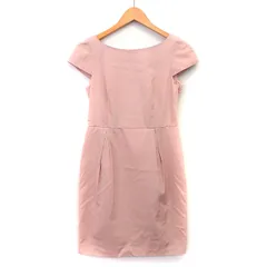 ジャスグリッティー JUSGLITTY ワンピース Aライン ミニ 膝上 シンプル 切替レース 花柄 リボン フリル タック 半袖 丸首 綿混 1 ピンクベージュ /HT7