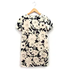 ブラック バイ マウジー BLACK by moussy ワンピース Iライン ミニ 花柄 バックジップ ラウンドネック 半袖 1 ベージュ 黒 ブラック /NT23のサムネイル