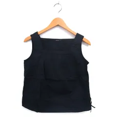 コムサイズム COMME CA ISM ブラウス カットソー コットン 綿 ギャザー リボン ノースリーブ M 黒 ブラック /NT18