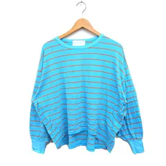 トラノイ TRANOI. ボーダー ワイド カットソー Tシャツ 長袖 丸首 コットン 綿 1 ライトブルー /FT4