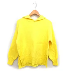 エムケー ミッシェルクラン MK MICHEL KLEIN ニット パーカー リブ スリット ゆったり ドロップショルダー シンプル 38 黄 イエロー /NT7