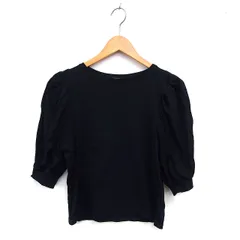 ルーニィ LOUNIE ブラウス カットソー バルーンスリーブ コットン 綿 ボートネック 七分袖 F 黒 ブラック /NT5