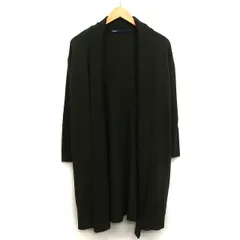 アズノウアズ as know as ニット カーディガン トッパー ロング シンプル 切替リブ 長袖 F オリーブグリーン 緑 /HT15