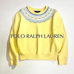 cY107 現行 POLO RALPH LAUREN ロゴ フェアアイル フリース スウェットシャツ ノルディック柄 クルーネック QR スウェット トレーナー POLO ロゴ プリント S 裏起毛 イエロー 黄色 ポロラルフローレン