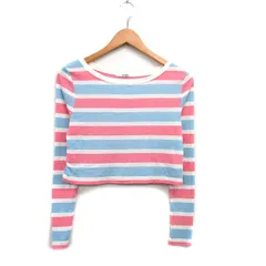 スナイデル SNIDEL カットソー Tシャツ 長袖 ショート丈 ボーダー F ピンク /KT26