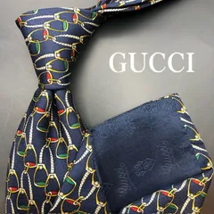 【極美品】GUCCI グッチ ネクタイ 総柄 ネイビー レッド ゴージャス