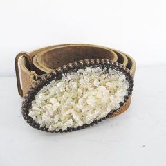 ロベルタスカルパ ROBERTA SCARPA ベルト レザー 85 茶系 ブラウン イタリア製 ストーン調 トップ式 バックル 小物