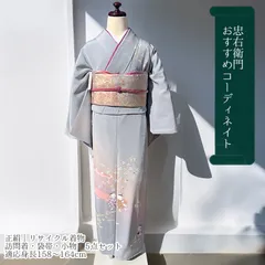 訪問着 袋帯 5点 セット 販売 コーディネイト 正絹 グレー 童子柄 落款 作家物 身丈164cm 裄丈66.5cm 入学式 卒業式 七五三 M～Lサイズ相当