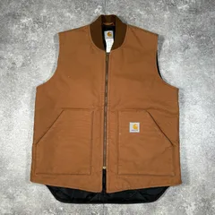 carhartt カーハート ダックベスト ブラウン コットン 裏地キルティング L ベスト メンズ