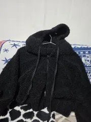 ブラック フリース フード ジップアップ アウター