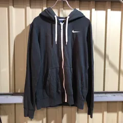 1818 NIKE ジップアップパーカー ブラック M ナイキ スウェット ワンポイント 刺繍ロゴ フルジップ 古着卸 アメリカ仕入