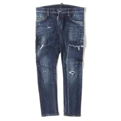 【美品】DSQUARED2 ディースクエアード パンツ インディゴ サイズ:46 | 20SS タイディ バイカー クラッシュリペア加工 ストレッチ デニムパンツ (Tidy Biker Jean) | ボトムス ジーンズ ジーパン【メンズ】【中古】