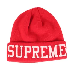 【美品】Supreme シュプリーム ビーニー | 23AW NEW ERA ブランドロゴ ニットビーニー (New Era Varsity Beanie) | レッド | ブランド ニットキャップ 帽子 | コラボ【メンズ】【中古】