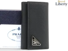 【新古品】プラダ PRADA サフィアーノ トライアングル 6連キーケース キーリング キーホルダー NERO ブラック レザー 2PG222