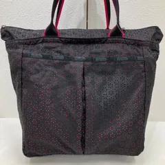 9587　LeSportsac　レスポートサック　ハンドバッグ　トートバッグ　パンチング　パンチングフラワー　肩がけ　黒　ブラック　ピンク　フラワー　花