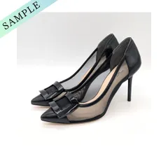23.5cm/No.834/サンプル品（102521）/SEVEN TWELVE THIRTY/セヴン トゥエルヴ サーティ スティレットヒールバックルパンプス （ブラック）