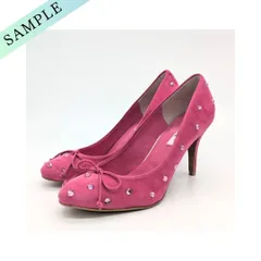 23.5cm/No.578/サンプル品（101323）/SEVEN TWELVE THIRTY/セヴン トゥエルヴ サーティ LovelyWalkクリスタルビジューラウンドパンプス （ピンクスエード）