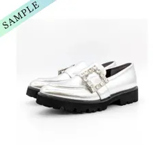 23.5cm/No.947/サンプル品(823029)/アルネ セヴン トゥエルヴ サーティ ALUNE SEVEN TWELVE THIRTY 【レイン対応】ビジューバックルローファー （シルバー）