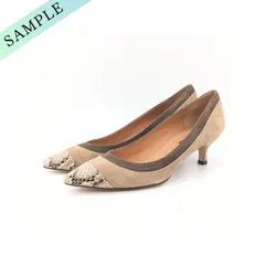 23.5cm/No.935/サンプル品(823031)/アルネ セヴン トゥエルヴ サーティ ALUNE SEVEN TWELVE THIRTY ポインテッドコンビネーションパンプス （ブラウンコンビ）