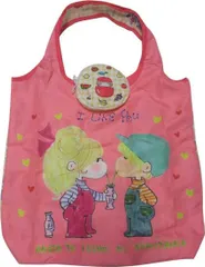 水森亜土　亜土ちゃん　アドちゃん　エコバッグ フルーツ AD-9621 PK×YE ピンク×イエロー