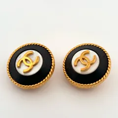 シャネル CHANEL イヤリング ココマーク シェル GP ゴールド ブラック CC ヴィンテージ【鑑定済み】正規品