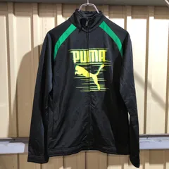 1821 PUMA トラックジャケット ブラック XL プーマ フルジップ プリントロゴ スポーツナイロンジャケット 古着卸 アメリカ仕入