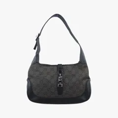 グッチGucciジャッキー グレー x ブラック レザー×キャンバス 01147 