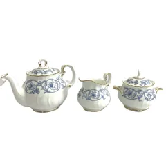 Noritake ノリタケ ティーポット&シュガー&クリーマー3点セット  スタジオコレクション    ホワイト/ゴールドカラー/ブルー  / 240001188229