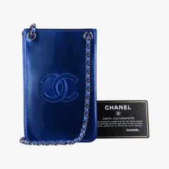 シャネルChanelココマーク スマホケース トリプルフォン ブルー パテント A92304 19234094