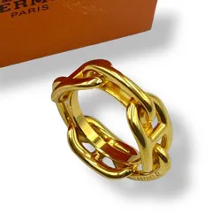 新品同様 HERMES エルメス スカーフリング ゴールド シェーヌダンクル 箱付き