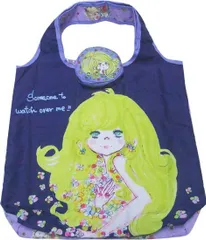 水森亜土　亜土ちゃん　アドちゃん　エコバッグ サムワン AD-9622 NV×PL ネイビー×パープル