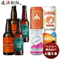 逸酒創伝厳選人気ブルワリー ヘイジー 飲み比べ6種8本 瓶 缶 詰め合わせ クラフトビール 東京ブルース 春 お祝い バレンタイン プレゼントのサムネイル