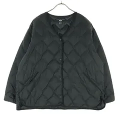 UNIQLO ユニクロ 長袖 ノーカラー ウルトラライトダウンジャケット 3XL ブラック キルティング レディース 古着