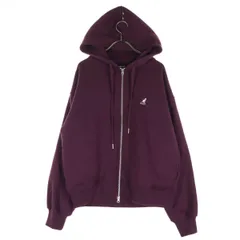 美品 KANGOL カンゴール 裏起毛 ワンポイント刺繍 長袖 ジップパーカー S パープル系 メンズ 古着