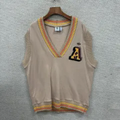 アディダス Vネック ビックロゴ ニット ベスト L M11816